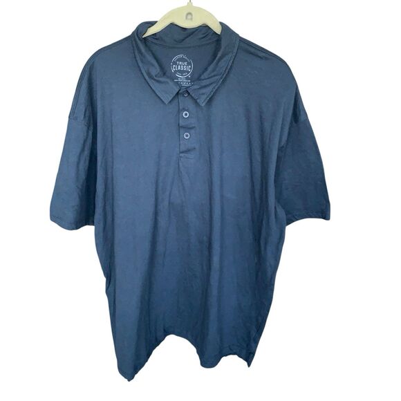 True Classic Performance Polo Shirt Men's XXL Blue Short Sleeves Golf Premium - Picture 1 of 8